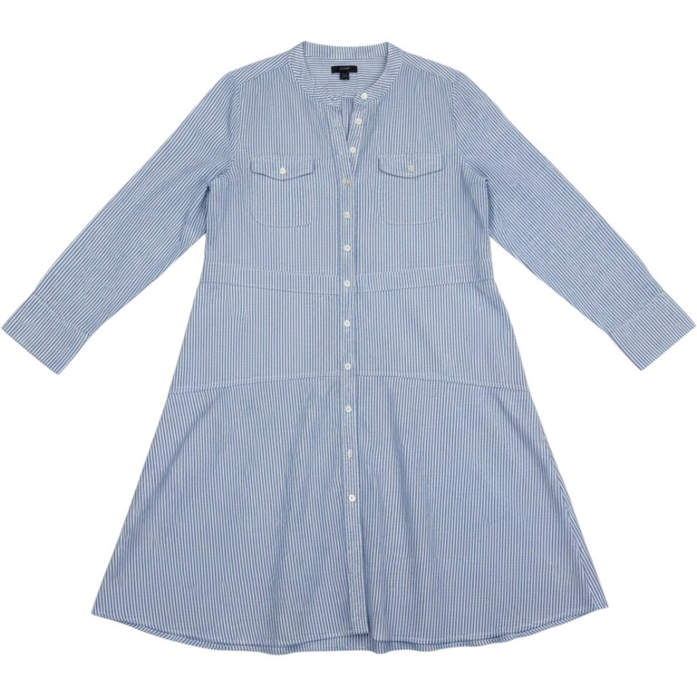 J.Crew Oxford Cotton A-Line Shirt Dress Sz 16 Preppy Coastal New England Classic